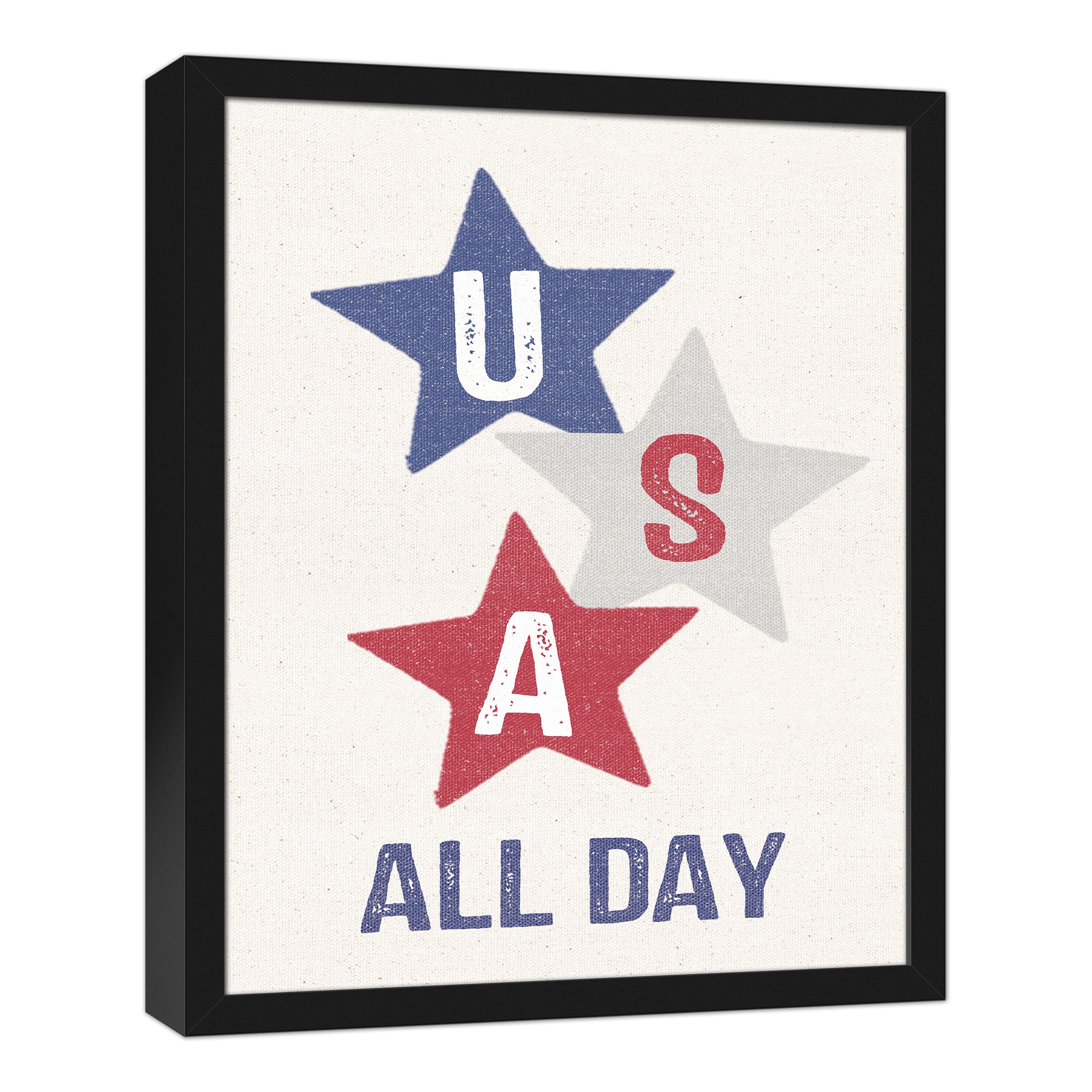 USA All Day Black Framed Canvas